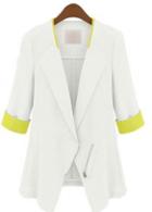 Rosewe White Turndown Collar Half Sleeve European Style Blazers