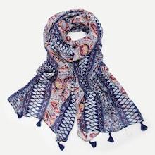 Shein Tassel Trim Paisley Scarf