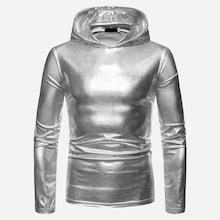 Shein Men Metallic Solid Hoodie