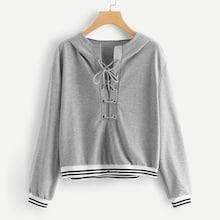 Shein Plus Lace Up Hooded Sweatshirt