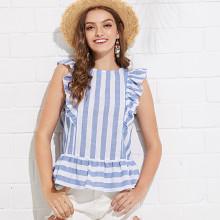 Shein Ruffle Trim Striped Top