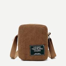 Shein Ribbed Detail Slogan Patch Bag
