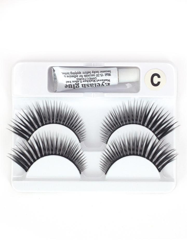 Shein Thick False Eyelashes 2 Pair With Glue