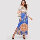 Shein Flower Print Split Side Tunic Dress