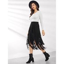 Shein Layered Fringe Midi Skirt