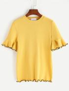 Shein Ribbed Frill Trim Ringer T-shirt