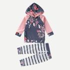 Shein Toddler Girls Floral Print Sweatshirt With Striped Pants