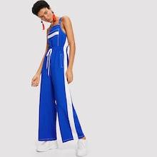 Shein Bib Pocket Patched Color Block Panel Jumpsuit