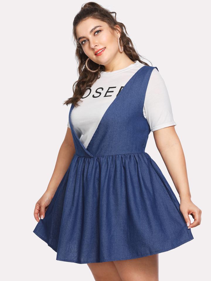 Shein Lace Up Back Overall Skater Dress