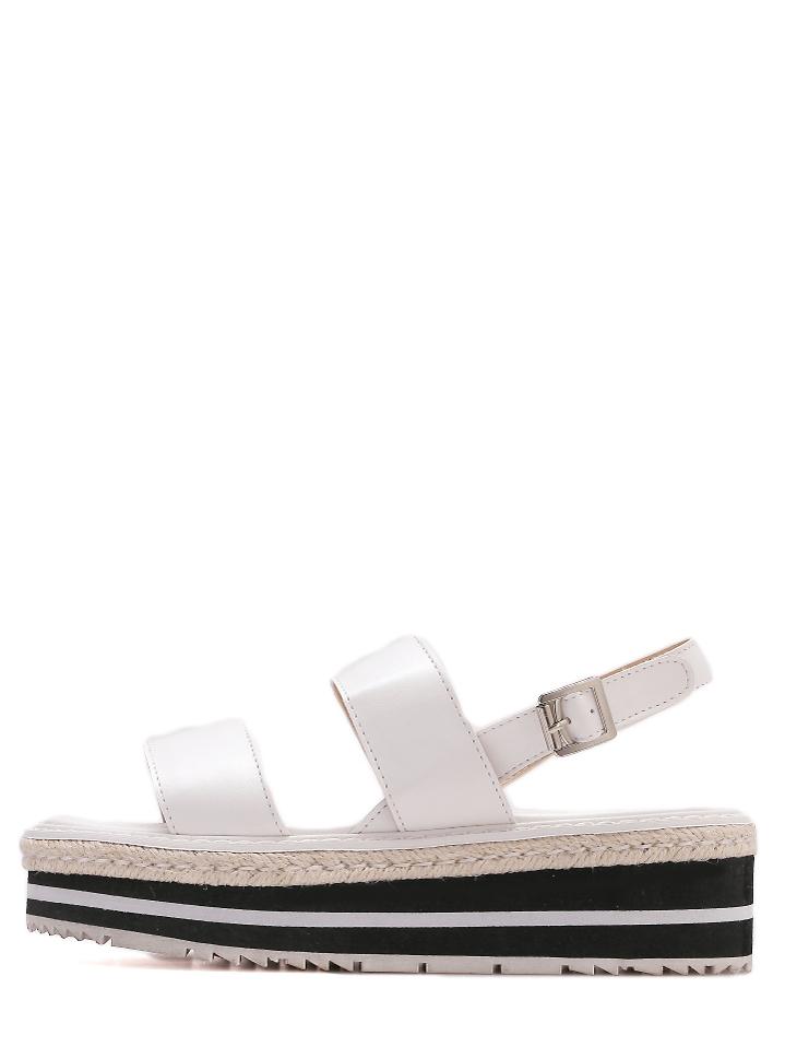 Shein White Open Toe Block Platform Sandals