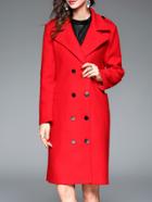 Shein Red Lapel Fashion Long Coat