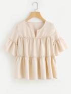 Shein V Cut Tiered Frill Blouse
