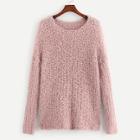 Shein Round Neck Solid Fuzzy Sweater