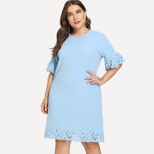 Shein Plus Laser Cut Fluted Sleeve Dress