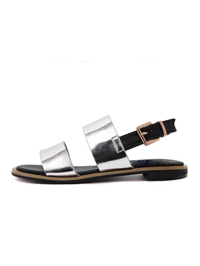 Shein Silver Metallic Open Toe Sandals