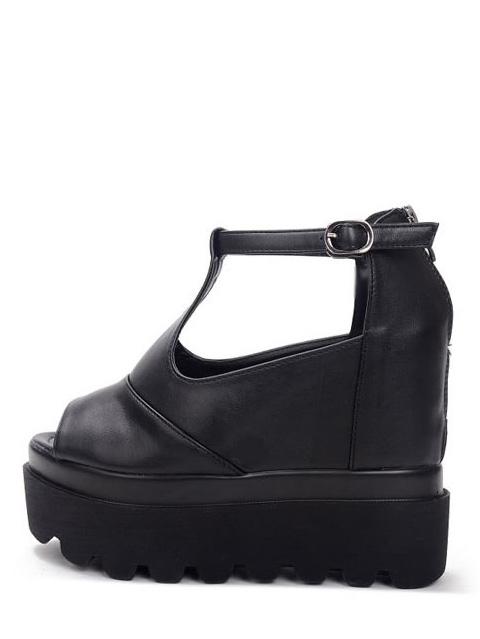 Shein Black Lug Sole D'orsay Platform Mules
