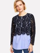 Shein Scalloped Eyelash Lace Overlay 2 In 1 Top