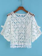 Shein White Off The Shoulder Hollow Lace Blouse