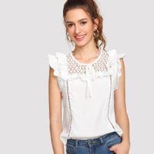 Shein Hollow Out Ruffle Blouse