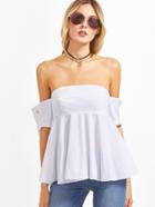 Shein Buttoned Sleeve Off Shoulder Top