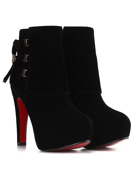 Shein Black High Heel Hidden Platform Bandage Boots
