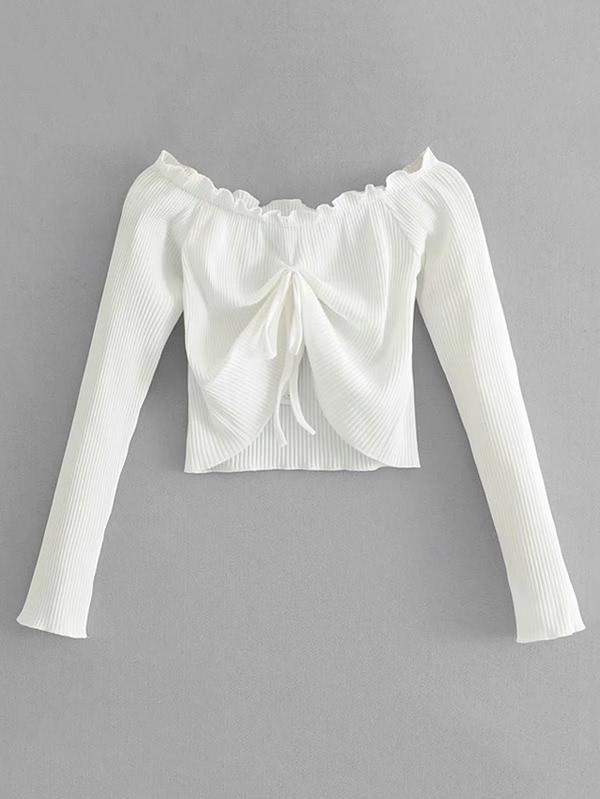 Shein Tied Front Ribbed Crop Top