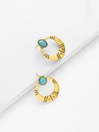 Shein Contrast Hoop Earrings With Turquoise