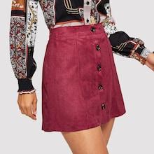 Shein Button Front Suede Bodycon Skirt