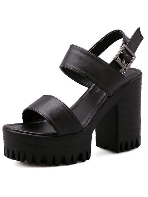 Shein Chunky Heel Buckle Ankle Strap Sandals