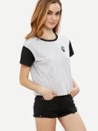 Shein Colorblock Embroidered Short Sleeve T-shirt