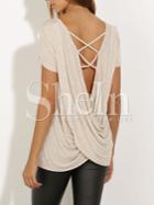 Shein Apricot Strappy Back Wrap Back T-shirt