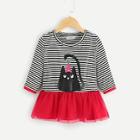 Shein Girls Contrast Mesh Hem Cartoon Print Tee