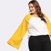 Shein Plus Raglan Sleeve Two-tone Tee