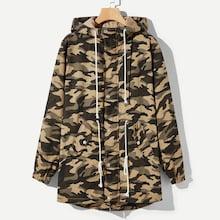 Shein Men Button Up Camo Hoodie Outerwear