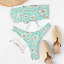 Shein Lace-up Random Flower Bikini Set