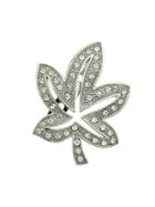 Shein Silver Rhinestone Leaf Brooch Women Accessories