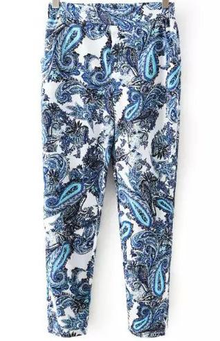 Shein Blue Totems Print Loose Pant