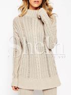 Shein Long Sleeve High Neck Pullover Sweater