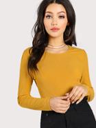 Shein Rib Knit Fitted T-shirt