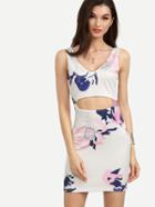 Shein Floral Print Cutout Bodycon Dress