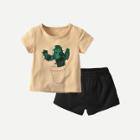 Shein Boys Cactus Print Tee With Plain Shorts