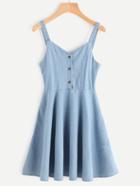 Shein V Neckline Single Breasted Front A Line Dress