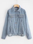 Shein Ripped Beaded Denim Jacket