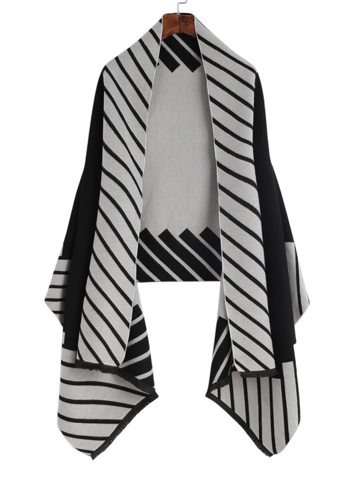 Shein Black And White Stripe Shawl Scarf