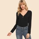 Shein 80s Button Detail Slim Fitted Tee