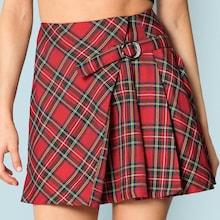 Shein Zipper Back Plaid Skirt