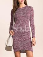 Shein Purple Long Sleeve Bodycon Dress