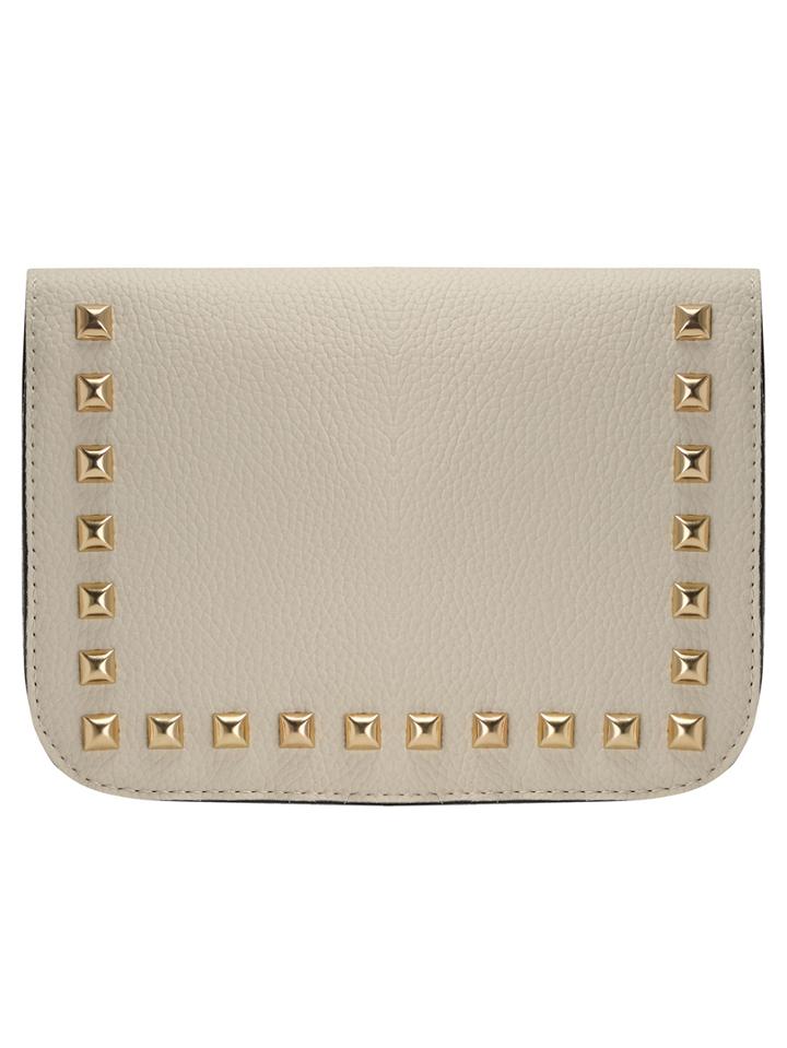 Shein Off-white Studded Snap Button Flap Bag