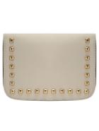 Shein Off-white Studded Snap Button Flap Bag