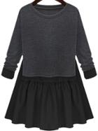 Shein Grey Black Round Neck Loose Flare Dress